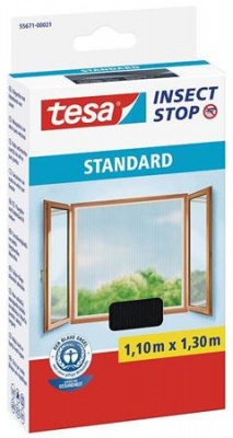 Szúnyogháló, ablakra, tépőzáras, 1,1 x 1,3 m, TESA, antracit
