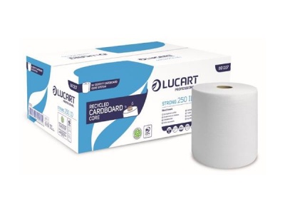 Kéztörlő, tekercses, 2 rétegű, LUCART "Strong 250 ID", hófehér